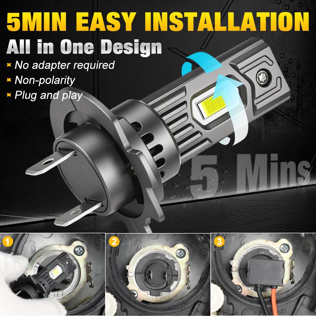 2pcs H7 LED Bulbs High Power Car Headlight CSP Chips CANBUS Fog Lights for Automobile Mini Wireless 1:1 Fit LED Headlamp Plug&Play 6500K White
