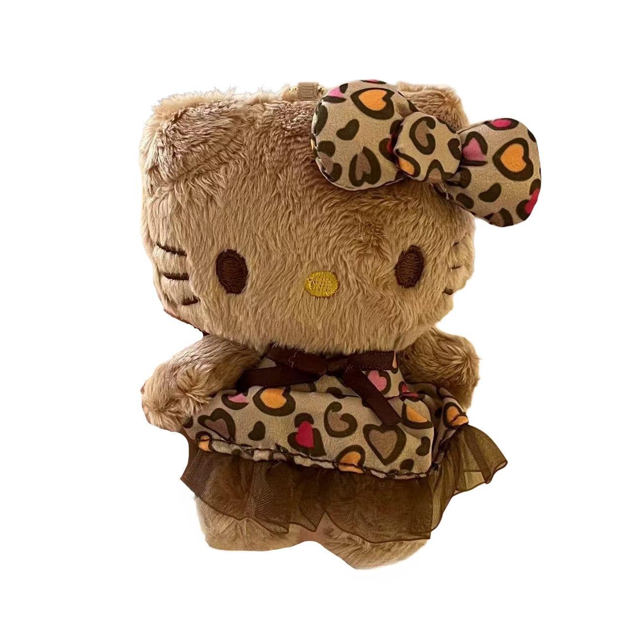 

Hello Kitty Leopard Print Plush Toy Mascot Holder Pendant Key Ring Keychain Cute Character Merchandise [ZITION]