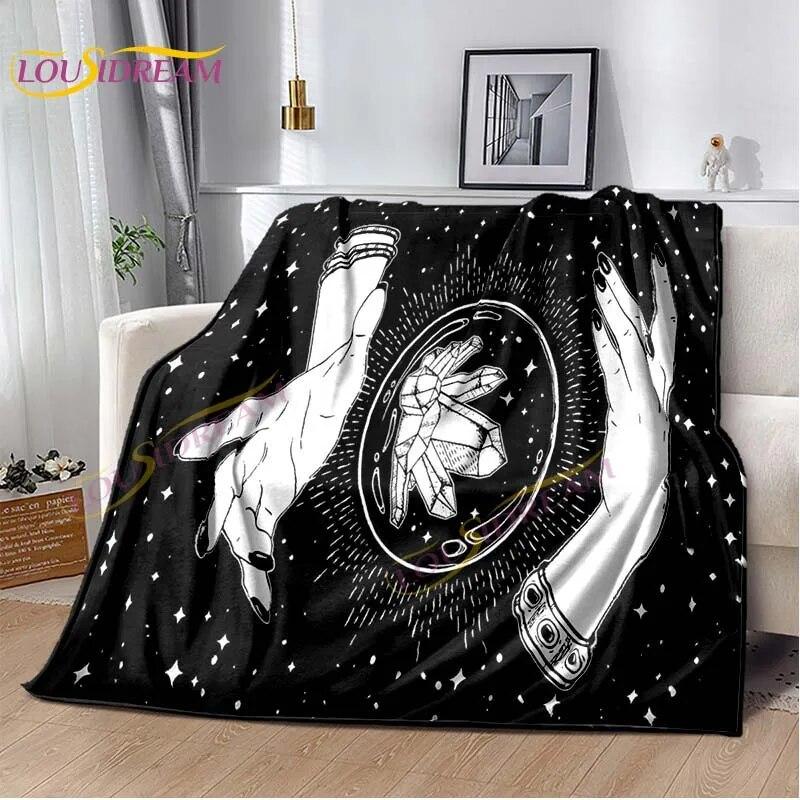 Tarot Black Cat Flannel Throw Blanket Super Soft Cozy Lightweight Kids Adults Halloween Gift for Home Sofa Bed Decoration Gift