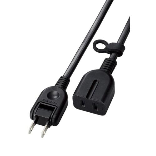 ELECOM Power Tap Extension Cord 2m with Dust Prevention Shutter, Polar Compatible, 3 Pin Plug Connectable, Black Swing Plug T-X01-2120BK