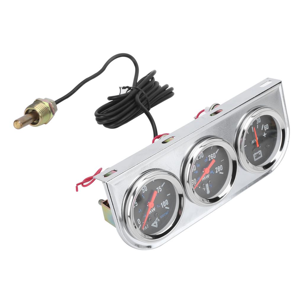 Set Triplu de 2in 3-În-1 Temperatură Apă Presiune Ulei Ampermetru Universal pentru Mașină 12V Barcă Camion
