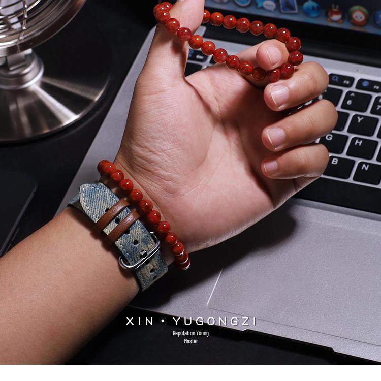 Liangshan Flame Pattern Southern Red Agate Loose Beads for Bracelets