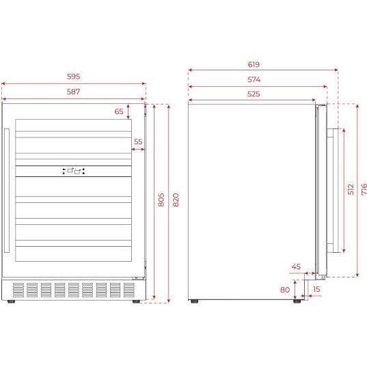 Cave à vin encastrable - TEKA - RVU20046 - 46 bouteilles - Classe énergétique G - Moteur Inverter