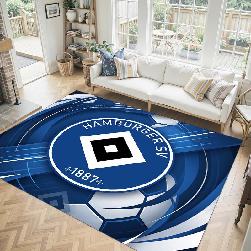 Hamburger SV Football Design Tappeto in Velluto di Cristallo Accogliente Non?Tappeto Stampato Antiscivolo per Camera da Letto Soggiorno Ingresso