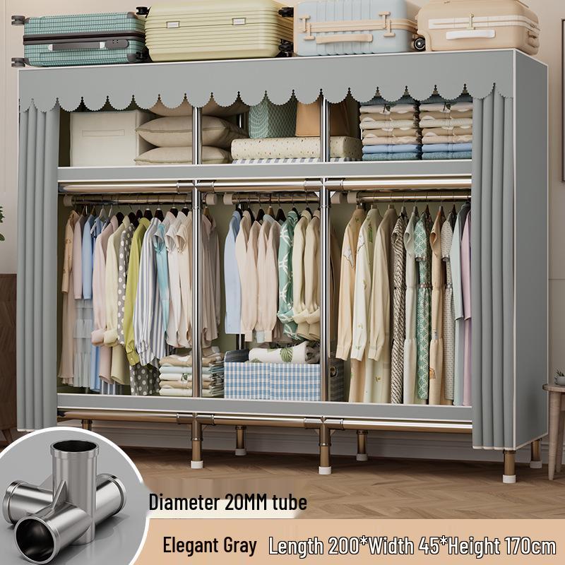Sturdy Reinforced Steel Frame Fabric Wardrobe for Home & Bedroom Use