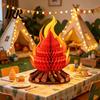 Folding Honeycomb Campfire Fake Decoration 3D Paper Centerpiece Artificial Outdoor Camping Party Decor Flame Ornament for Camp Bachelorette