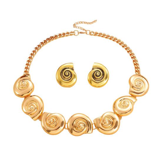 Necklace Earrings Set Exaggerated Snail Pendant And Earrings with Metallic Luster Bohemian Summer Party Jewelry for Beach Vacation And Party Wear
