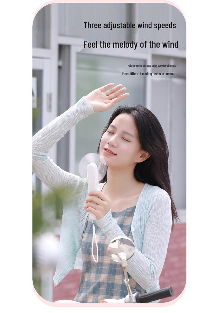 4-in-1 USB Rechargeable Multi-Functional Mini Fan with Phone Holder, Mirror, Flashlight, and Three-Speed Settings