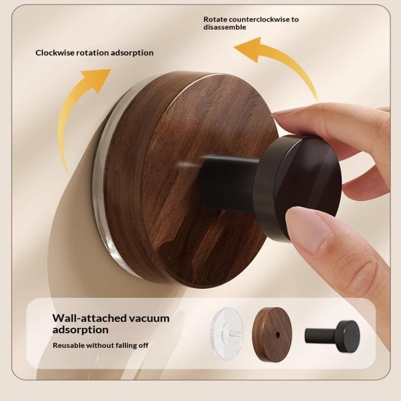 Wood Suction Cup Hooks Walnut Keys Decor Hook Door Back Clothes Towel Hanger Cabinet Drawers Handle Wall-Mounted Storage Rack