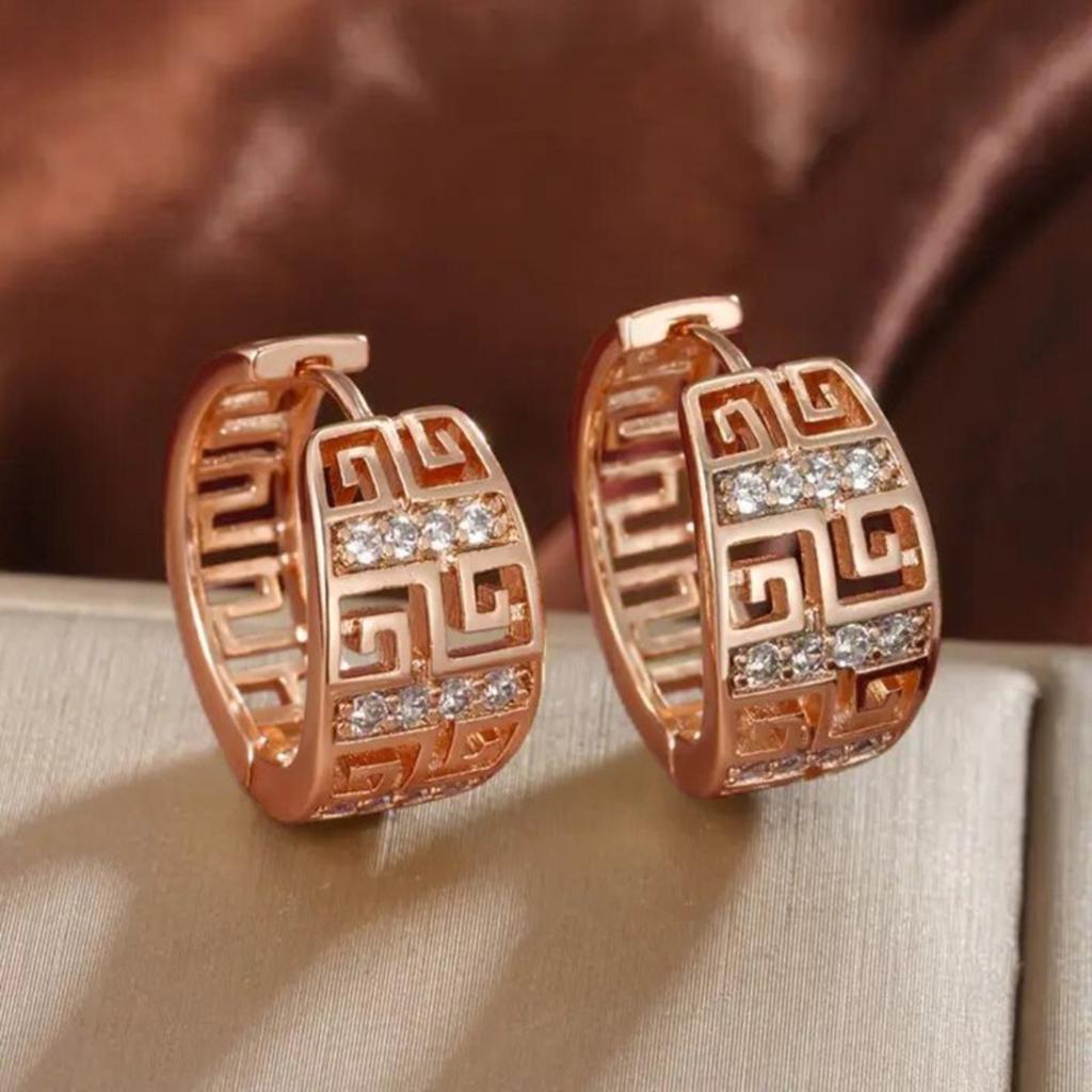 Luxury Hollow Geometric Great Wall Textured Earrings