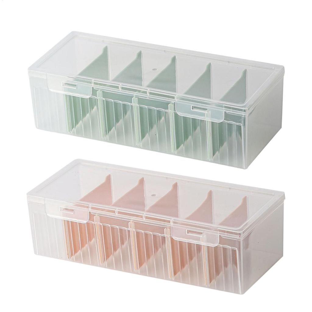 Clear Plastic Compartmentalized Organizer Box  Adjustable Divider  Dustproof Card Organizer with Lid Clutter Collection Box