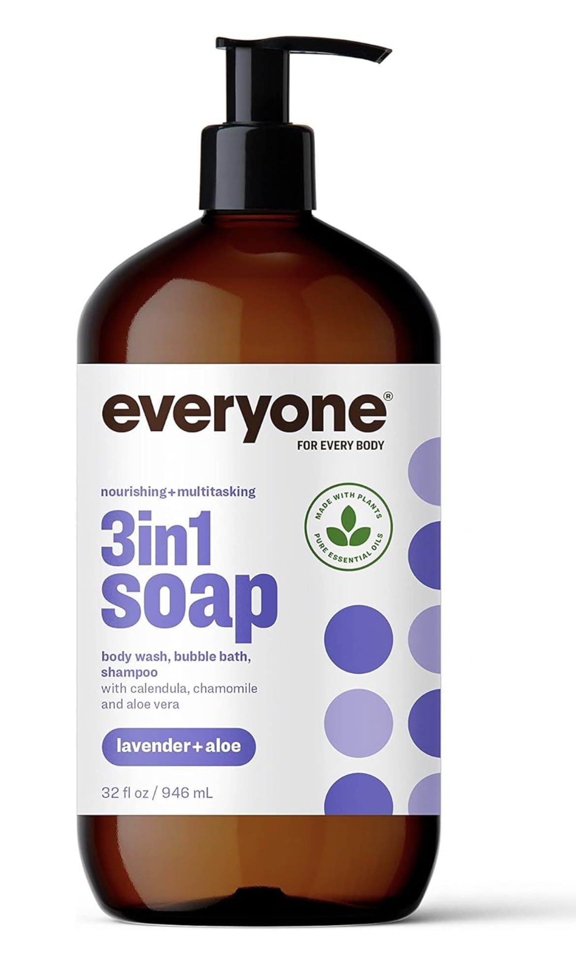 

Everyone 3-in-1 All-in-One Shampoo (Body Wash, Bubble Bath, Shampoo) Lavender & Aloe 946ml [Product]
