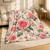 Pink Rose Stripes Coral Fleece Blanket