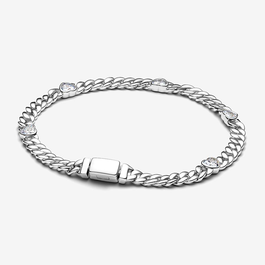 Neues 925er Silber Funkelndes Herz zu Herz Ewige Rose Tennis Schiebearmband Mode DIY Charme Schmuck Exquisites Geschenk