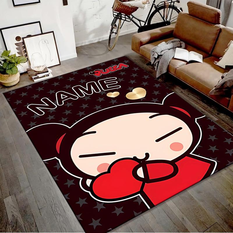 Custom PUCCA Mat Personalized Name, Polyester Washable Indoor Entryway Rug, Gift for Christmas, Easter, Thanksgiving Day