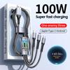 3 In 1 100w Transparent Fast Charging Cable Type C Usb Micro For Iphone Samsung Huawei Xiaomi Pilot Lamp Charger Usb C