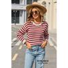Round Neck Contrasting Color Versatile Knitted Top Simple Striped Sweater In Autumn and Winter Long-sleeved
