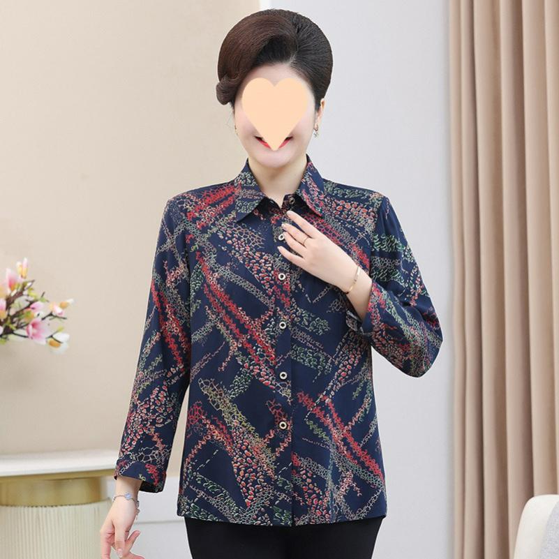 

Shirt Women s Long-sleeved Fat Mother Korean Version of Loose Plus Fat Plus Size Spring and Autumn Shirt 7XL