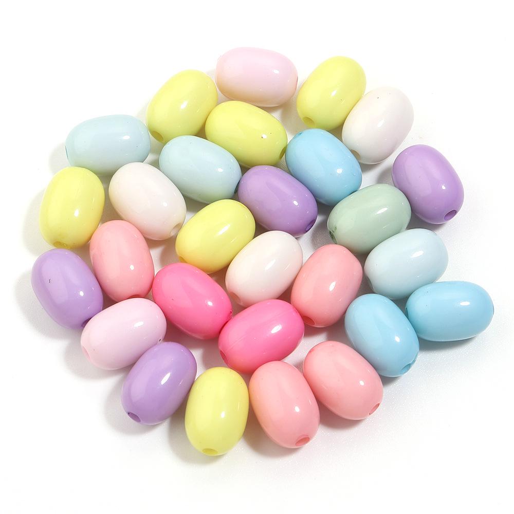 Frosted Oval & Round Acrylic Beads - Candy Color Matte for DIY Jewelry