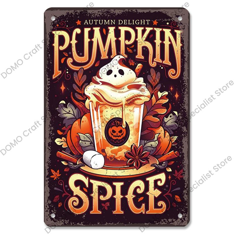 Happy Halloween Retro Poster Metal Plate Jack-O-Lantern Black Cat Witch Metal Tin Signs Vintage Halloween Party Living Room Home