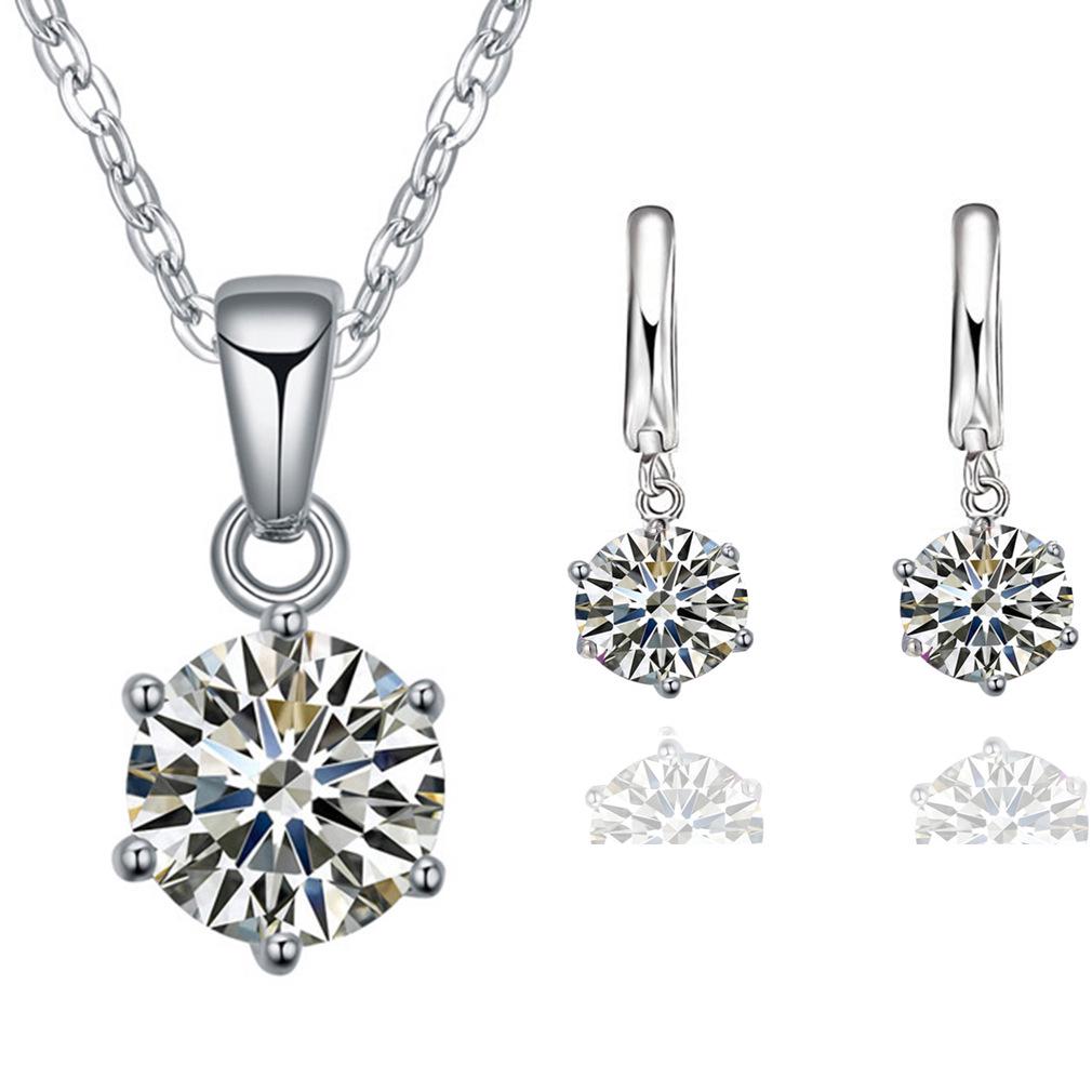 Korean Fashion Mini Zircon Pendant Earrings Set