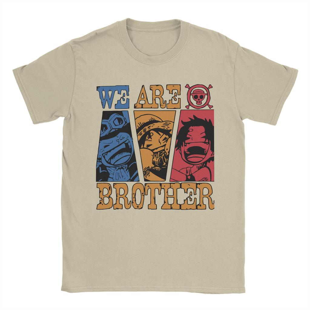 Novelty We are brothers Sabo Luffy and Ace TShirts for Men O Neck 100 Cotton T Shirt Ones Pieces Tees Printed Clothing