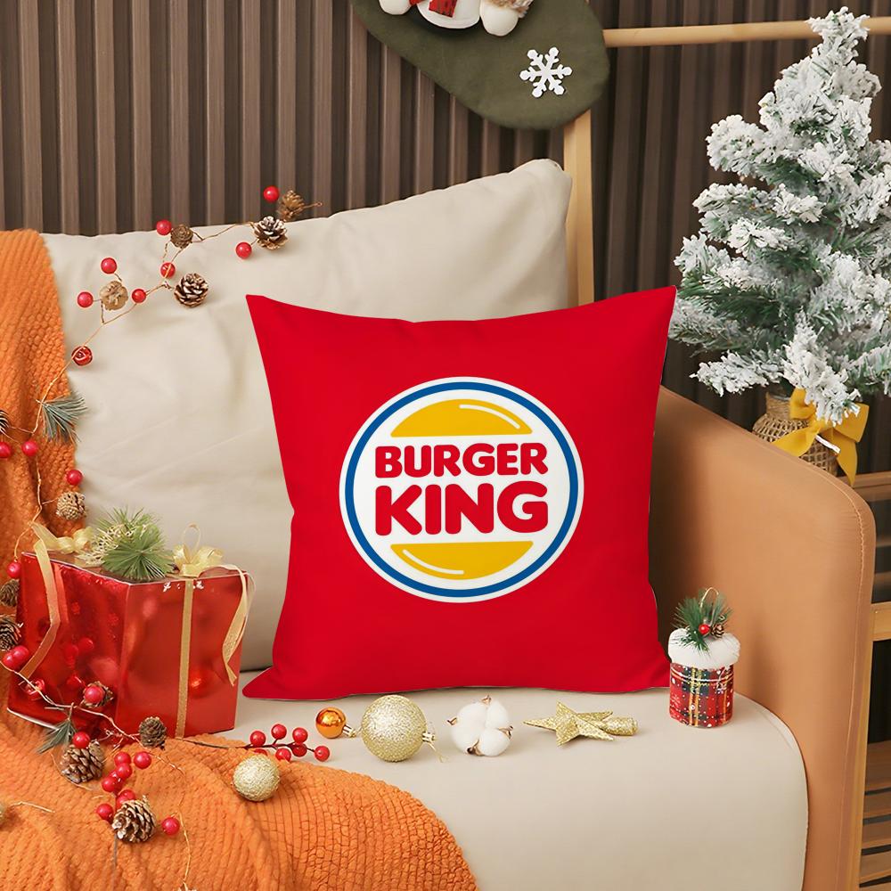 

Food b-Burger King Pillow Case Anti-dustmite Pillow Invisible zipper silky short plush Sofa cushion cover 30cmx30cm