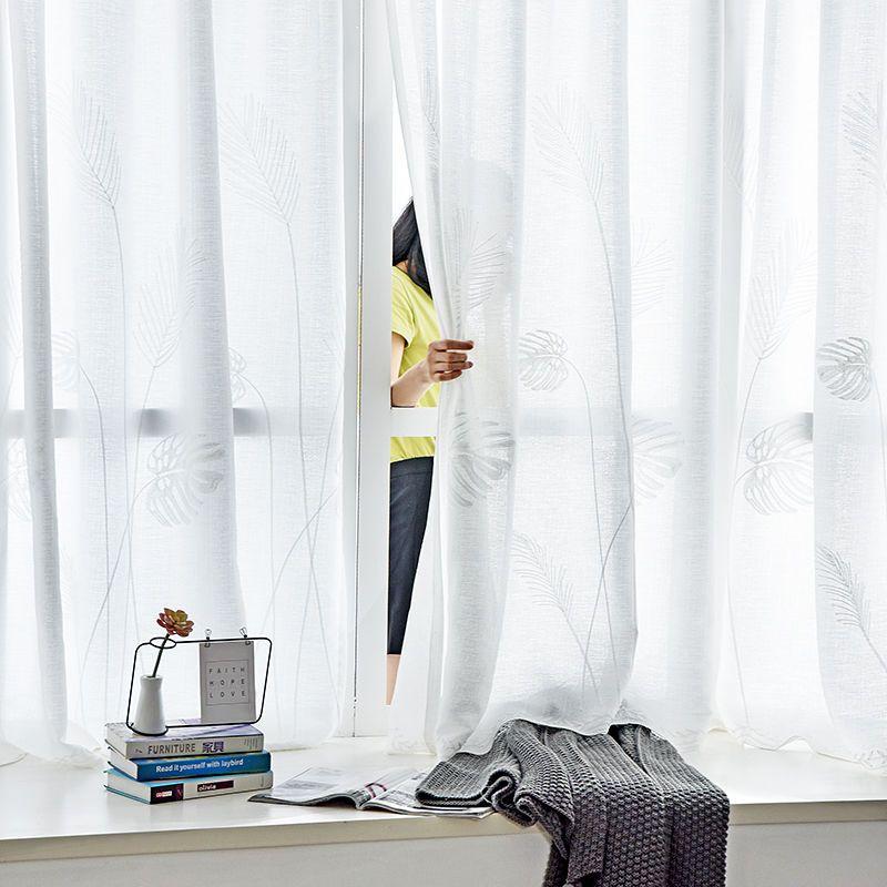 

Европейские минималистские шторы гостиная балкон светопропускающий солнцезащитный экран оконный экран без перфорации крючковые вышитые шторы 150*270cm