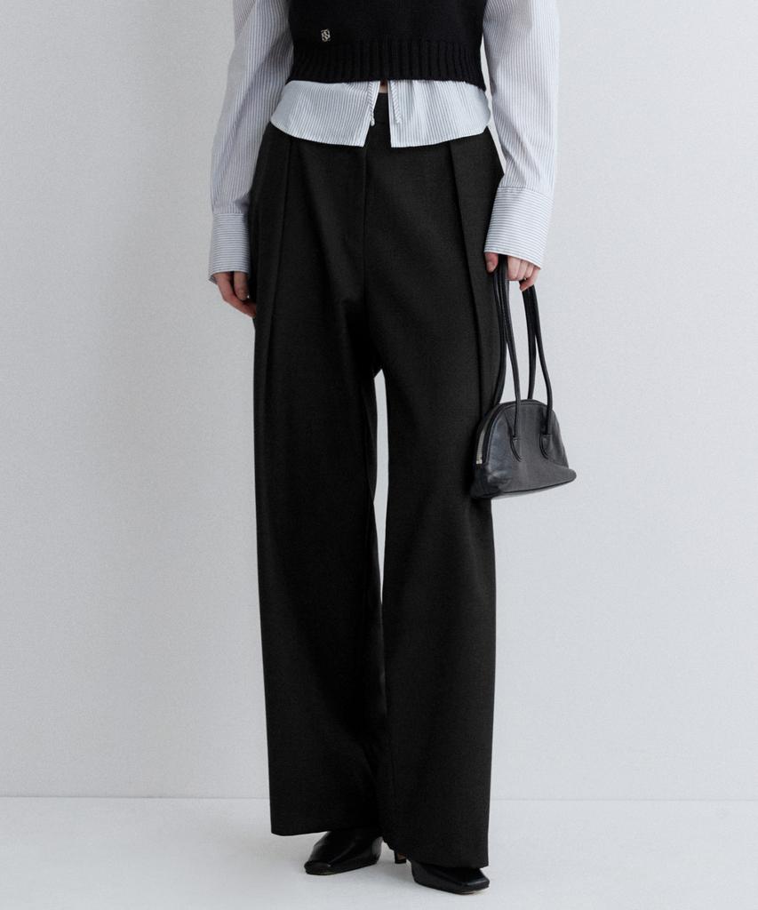 SUARE WOMEN Wool One-Pleat Wide Slacks - 3 Colors