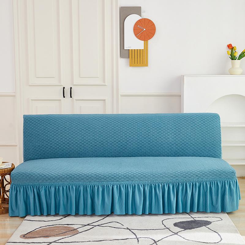Living Room Without Armrests Skirt Sofa Bed Cover Thickened Terry Grid Elastic Folding Sofa Cover All-Inclusive Universal