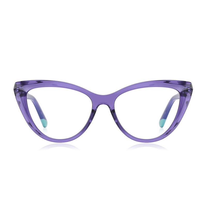Lunettes Myopie Monture Violet Transparent Oeil de Chat Pour Femmes Mode Lunettes de Vue Myopie -0 -0.5 -0.75 Jusqu'à -6.0