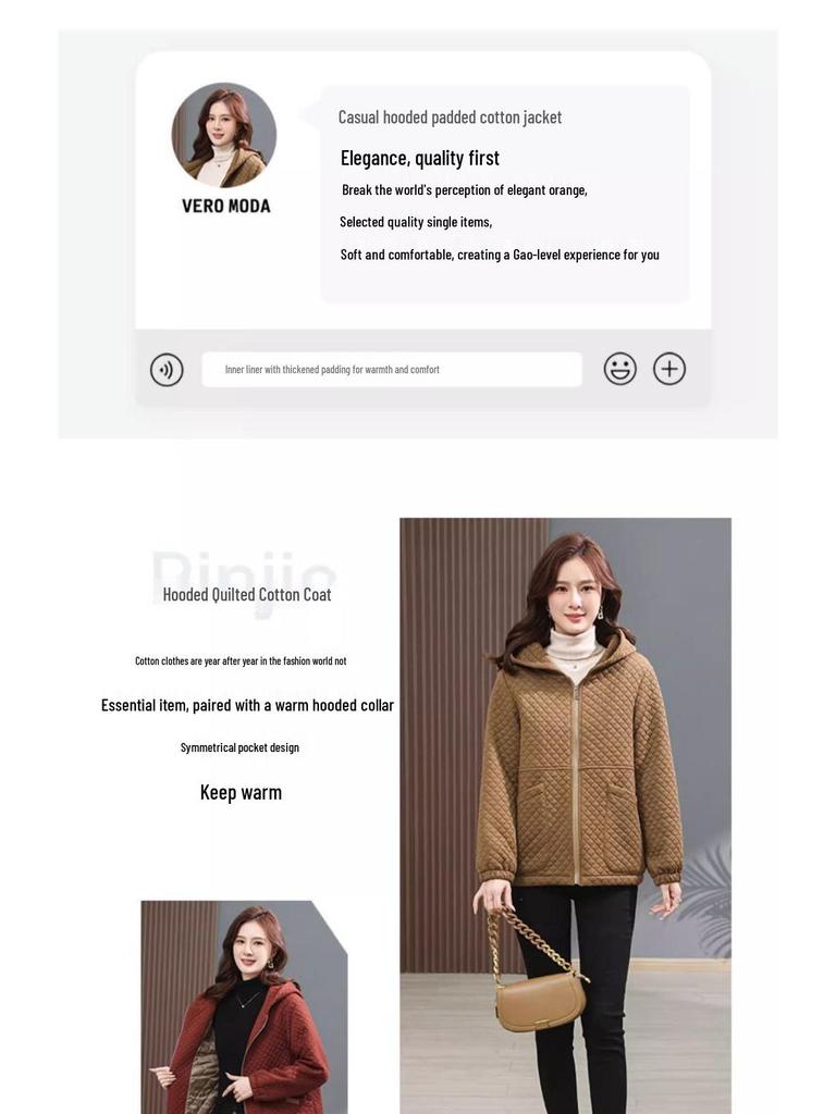 2025 Women's Winter Hooded Cotton Jacket: Stylish & Versatile Maternity Wear for Middle-Aged Temperament