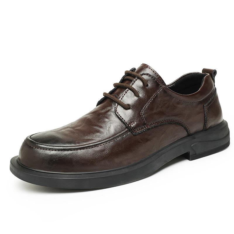 Leather Shoes Men's Popular Men's Leather Casual Leather Shoes Business Dress British Loafers Versatile One-pedal Lazy Shoes