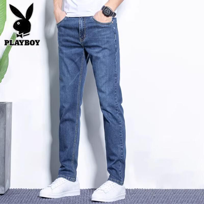 Playboy Men s Loose Straight Fit Elastic Jeans 33