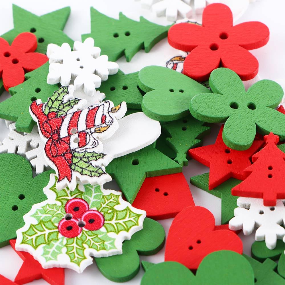 Wooden Cute Christmas Pendant Christmas Decoration Colored Buttons Craft Buttons Sewing Button