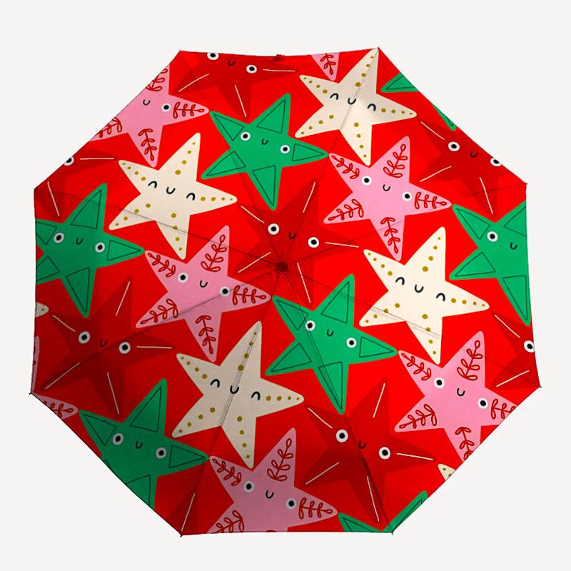 1pc Star Pattern Automatic Folding Umbrella - 8-Rib Automatic Open/Close, Large Canopy Birthday Festival Gift yy251217149