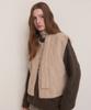 Adaul Suede Button Fleece Muffler Vest Set - Ash Beige