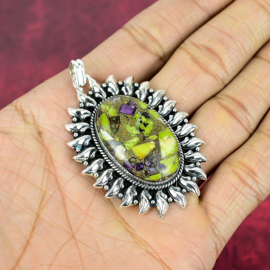 Copper Stichtite Pendant, 925 Solid Sterling Silver Gemstone Jewelry, Handmade Pendant, For Thanksgiving