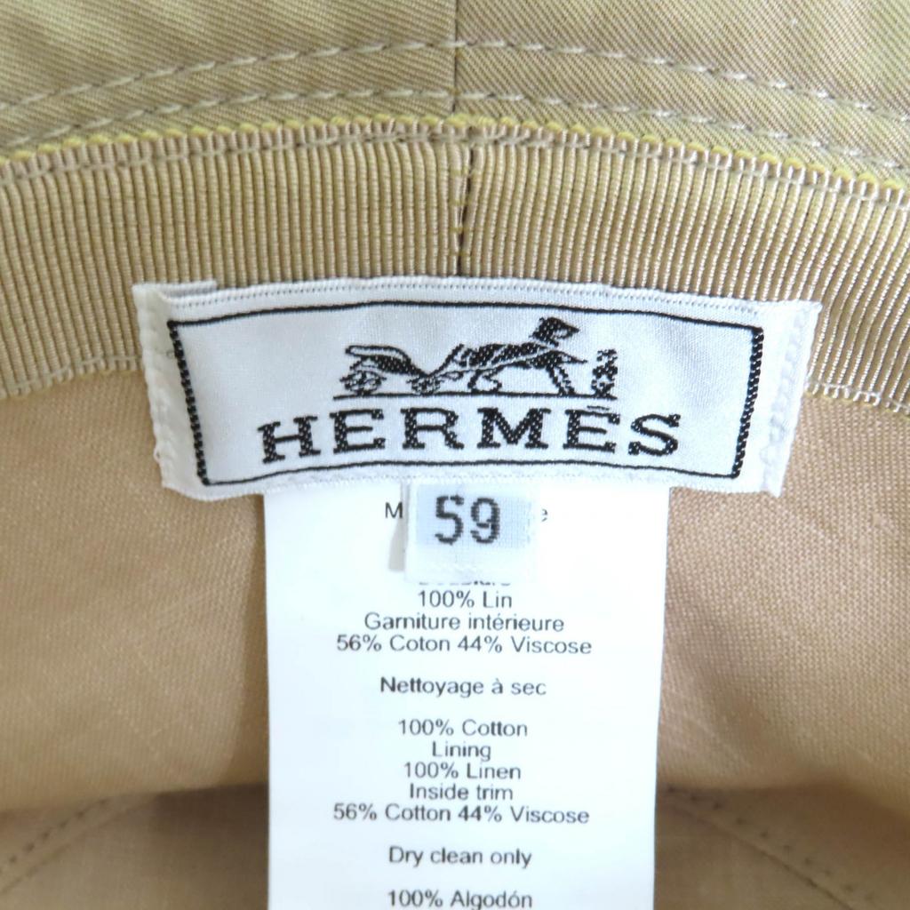 Pristine HERMES Hat Fred Stitch Embroidered H Bucket Hat Cotton Mens Used