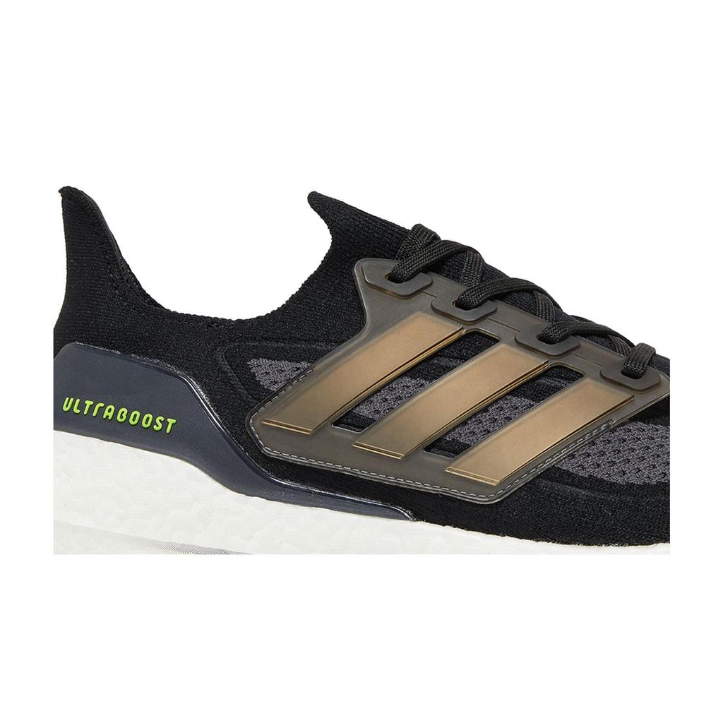 adidas UltraBoost 21 'Black Silver Metallic' (Unisex) Core Black / Silver Metallic / Solar Yellow Running Shoes FY0374