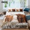 Highland Cow Duvet Cover King Sunflower Black Cattle Bedding Set Microfiber Farm Animal Cow Western Farmhouse Cattle Quilt Cover