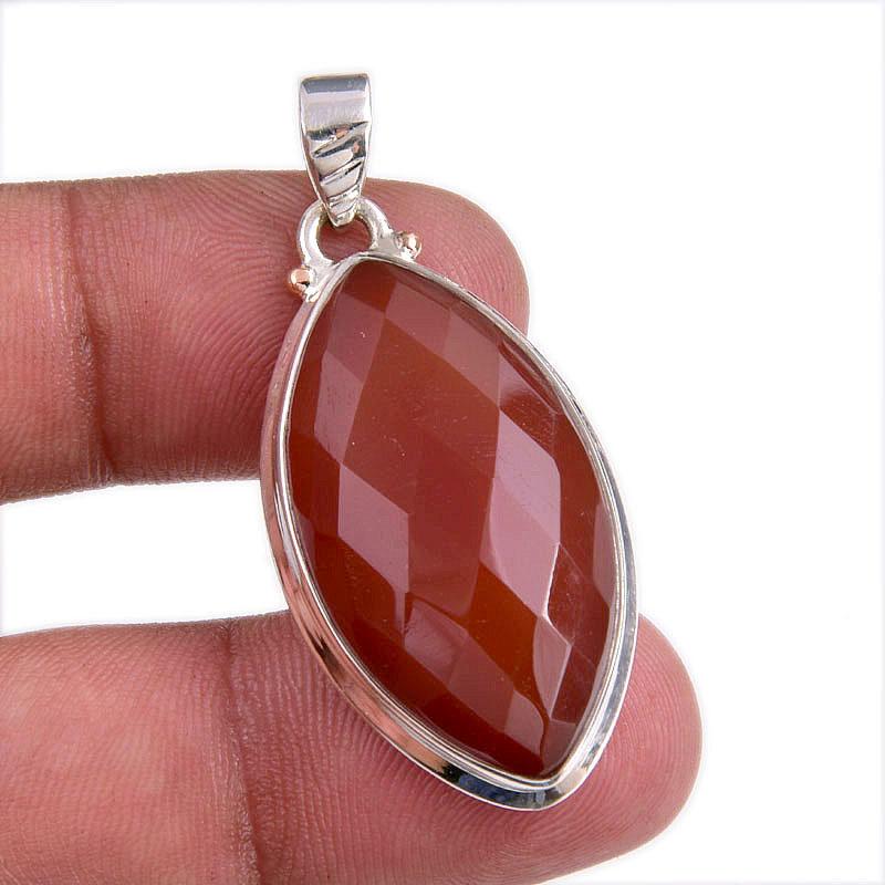 

Natural Red Onyx Gemstone Handmade 925 Solid Silver Jewelry Pendant 1.75 z6N06