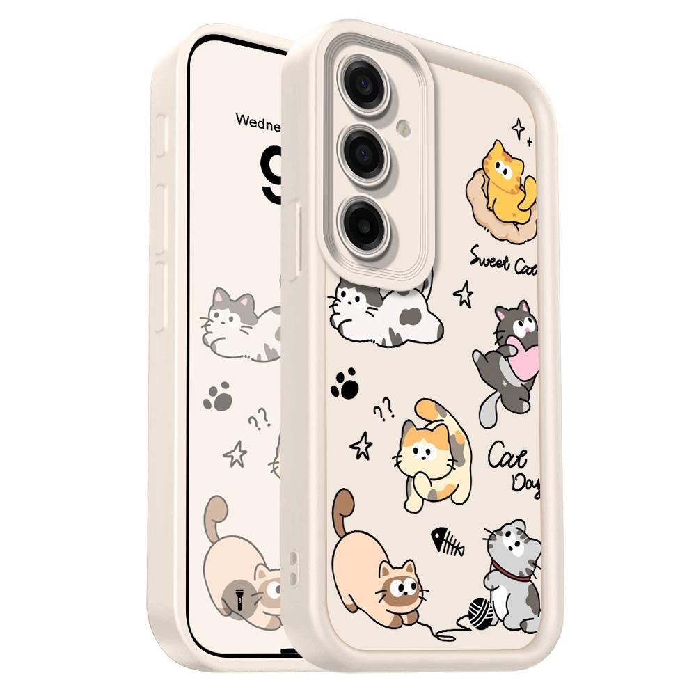 

Playing Cute Cat Phone Case For Samsung Galaxy M54 M36 M34 M32 M23 M22 M16 M15 M14 M13 M12 M02 5G Staircase Soft Cover Samsung M16 5G білий