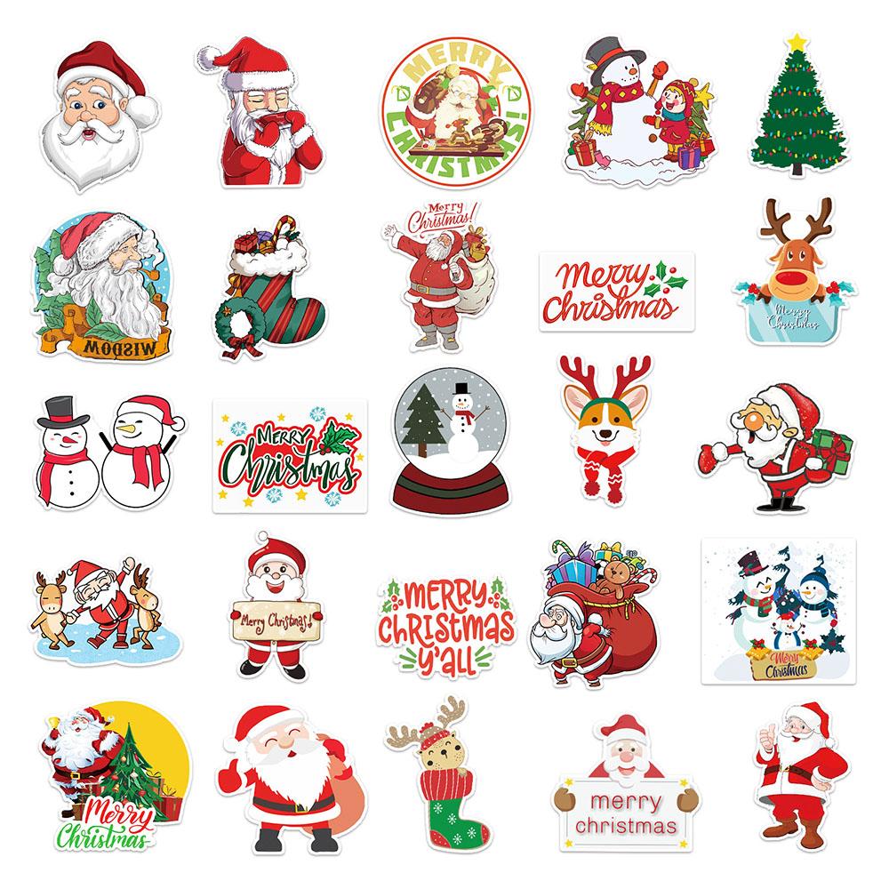 10/30/50pcs Cute Christmas Series Stickers Kawaii Cartoon Santa Claus Sticker Water Bottle Suitcase Phone Graffiti Decals Decor