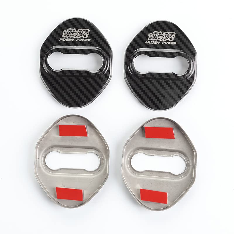 Haoshilianfa Mugen Honda Car Door Lock Striker Stainless Metal Easy Premium Car Set of 4 Covers, Mirror-Finish Steel, Rust-Resistant Parts,