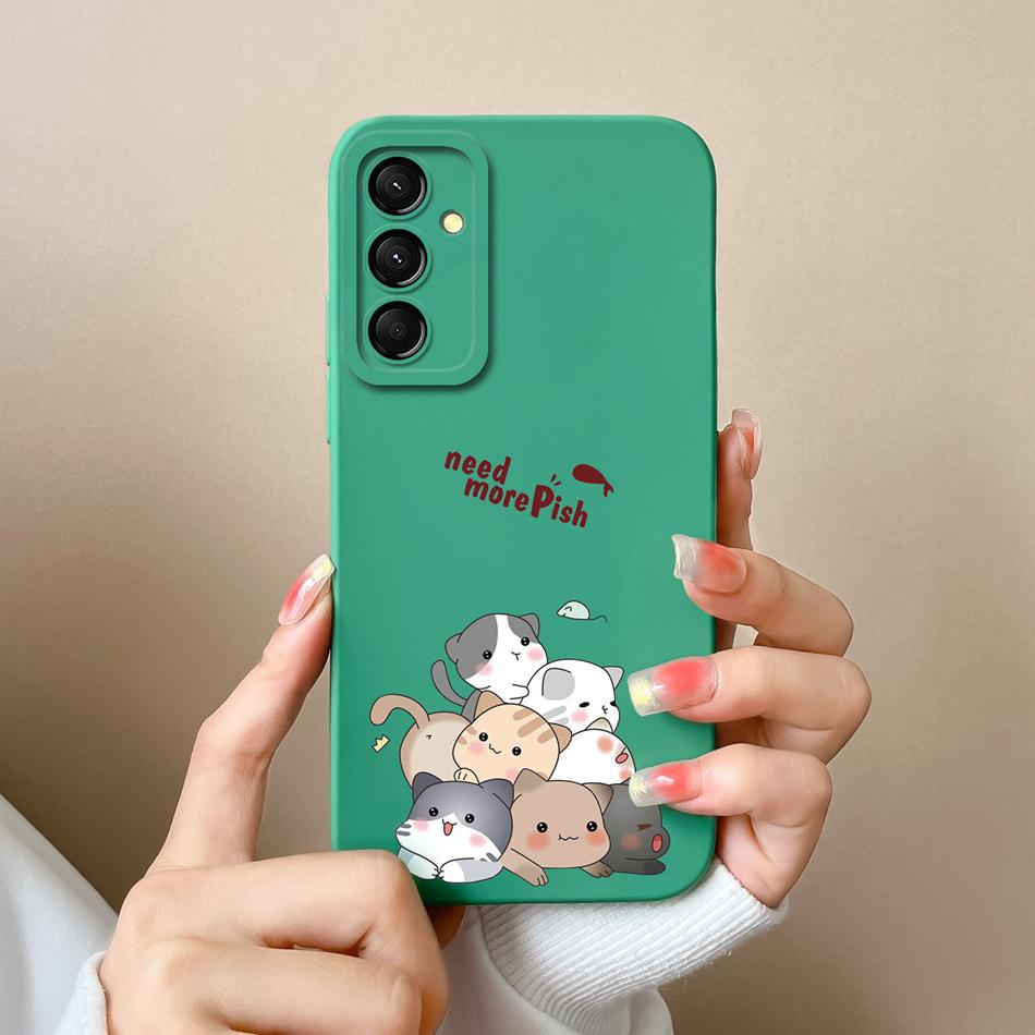 For Samsung Galaxy M35 5G Case Cute Cat Full Coverage Phone Shell For Samsung M 35 Anti Drop Soft Liquid Silicone Back Covers