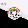 You Are Safe with Me-Anstecknadeln, Regenbogen-Emaille-Anstecknadeln mit inspirierendem Zitat, Farbblock-Brosche für Kleidung, Taschen, Rucksäcke, Jacken, Hüte