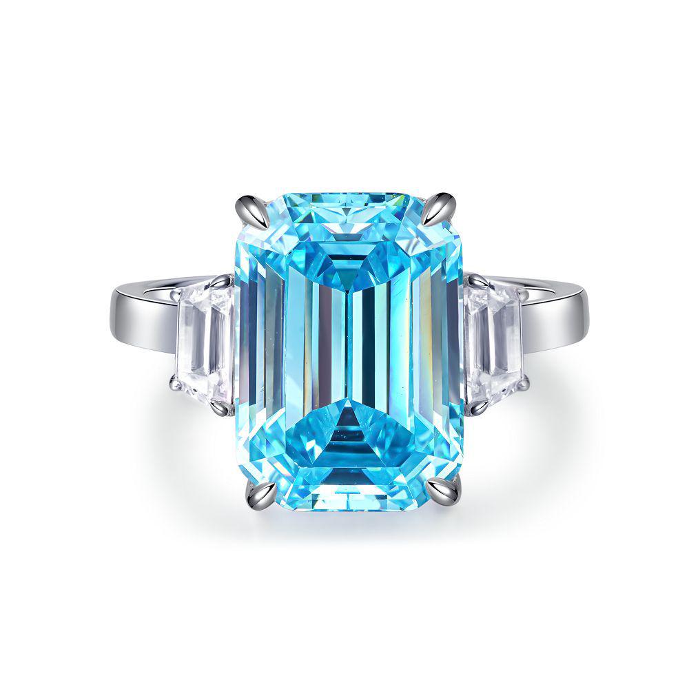 Emerald Cut Pink Zircon Diamond 925 Silver Ring for Women