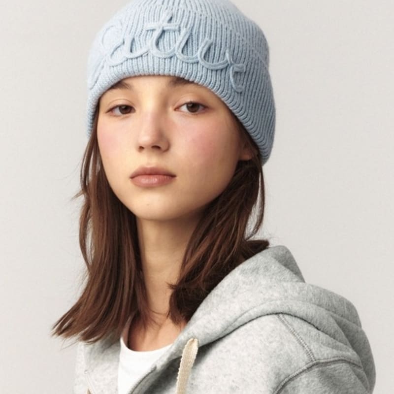 SATUR Setter Flowing Logo Beanie_Sky Blue