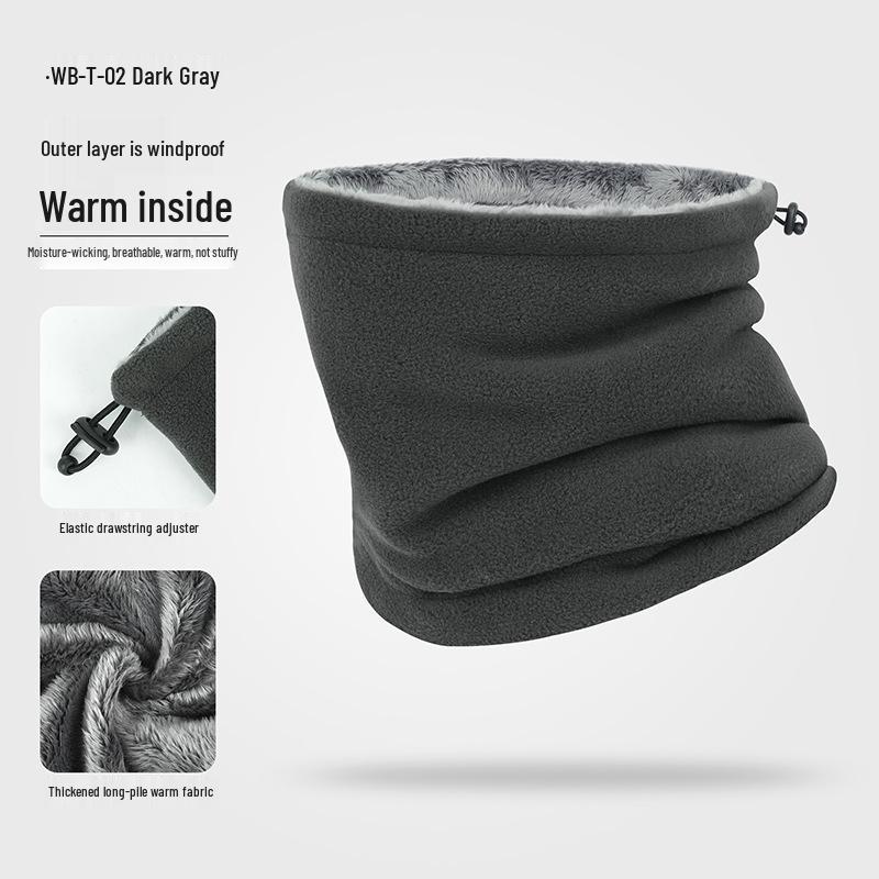 Winter Fleece Neck Gaiter: Windproof, Warm, Drawstring Design for Outdoor Skiing & Cycling